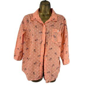 Bicycles Polka Dot Blouse 3/4 Sleeves Semi Sheer Womens Petite XL